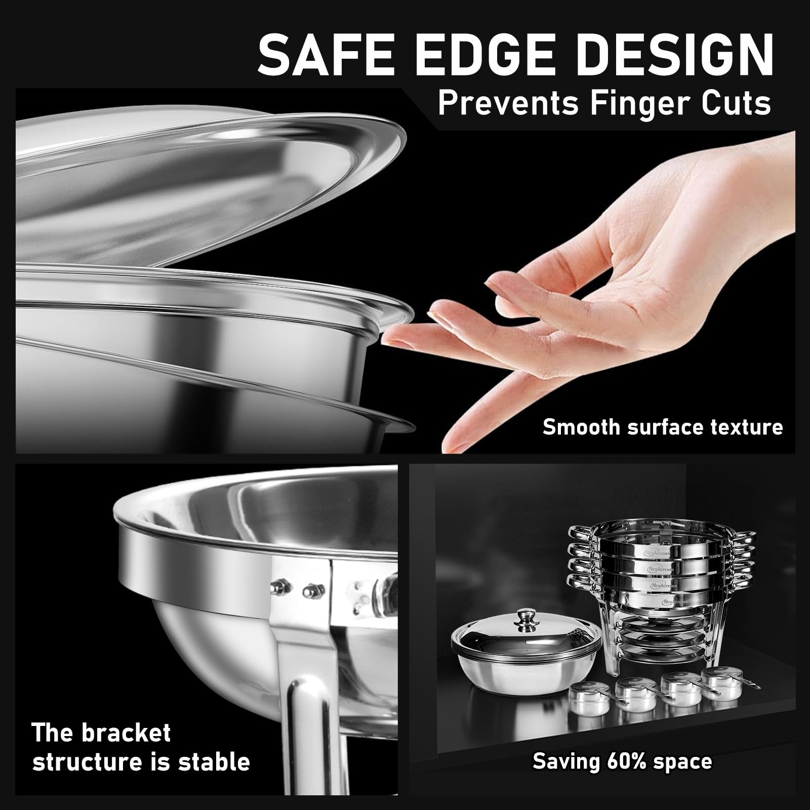 NEWKITCHEN stacked chafing parts compactly stored to save space after events