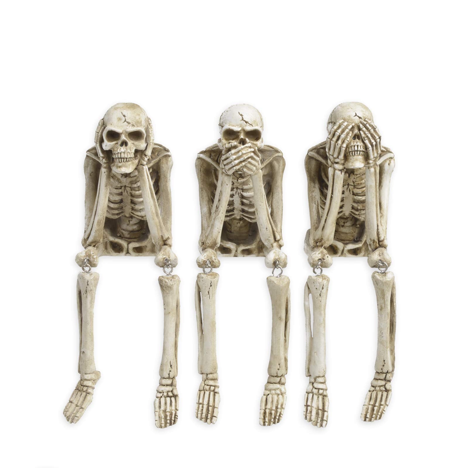 Newman House Studio front view of three no-evil skeletons for instant focal point