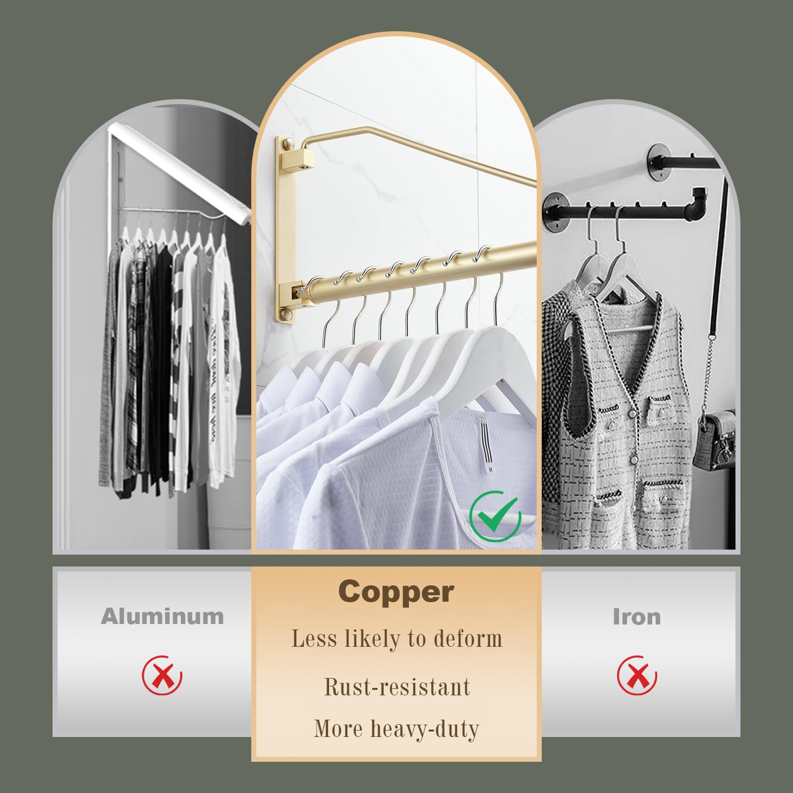 NEWRAIN rack mounted inside closet creating extra hanging space and organization