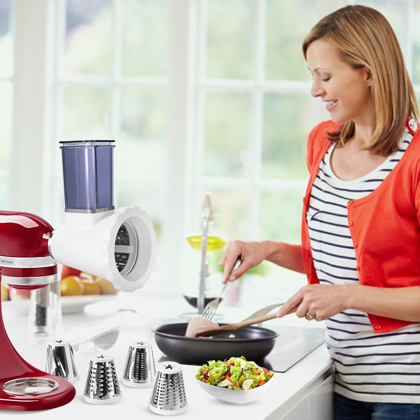 NEWSETS size comparison beside measuring cup, shows compact efficient footprint