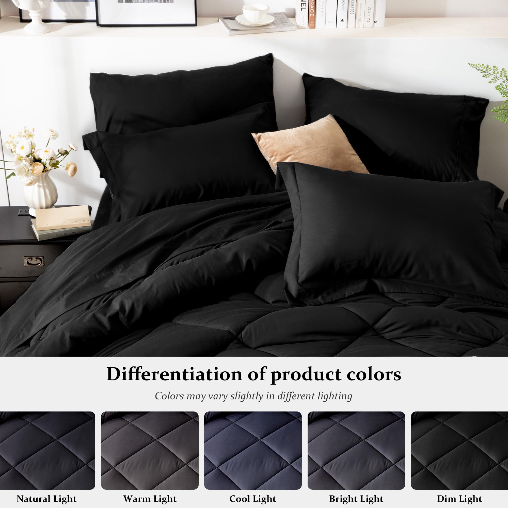 Newspin king comforter on styled bedroom demonstrating complete set ambiance