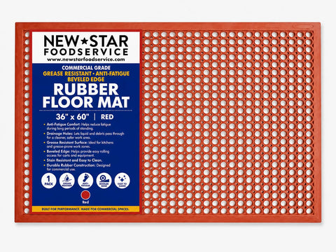 New Star Foodservice front view of red 36x60 mat showing full surface benefiting workspace safety