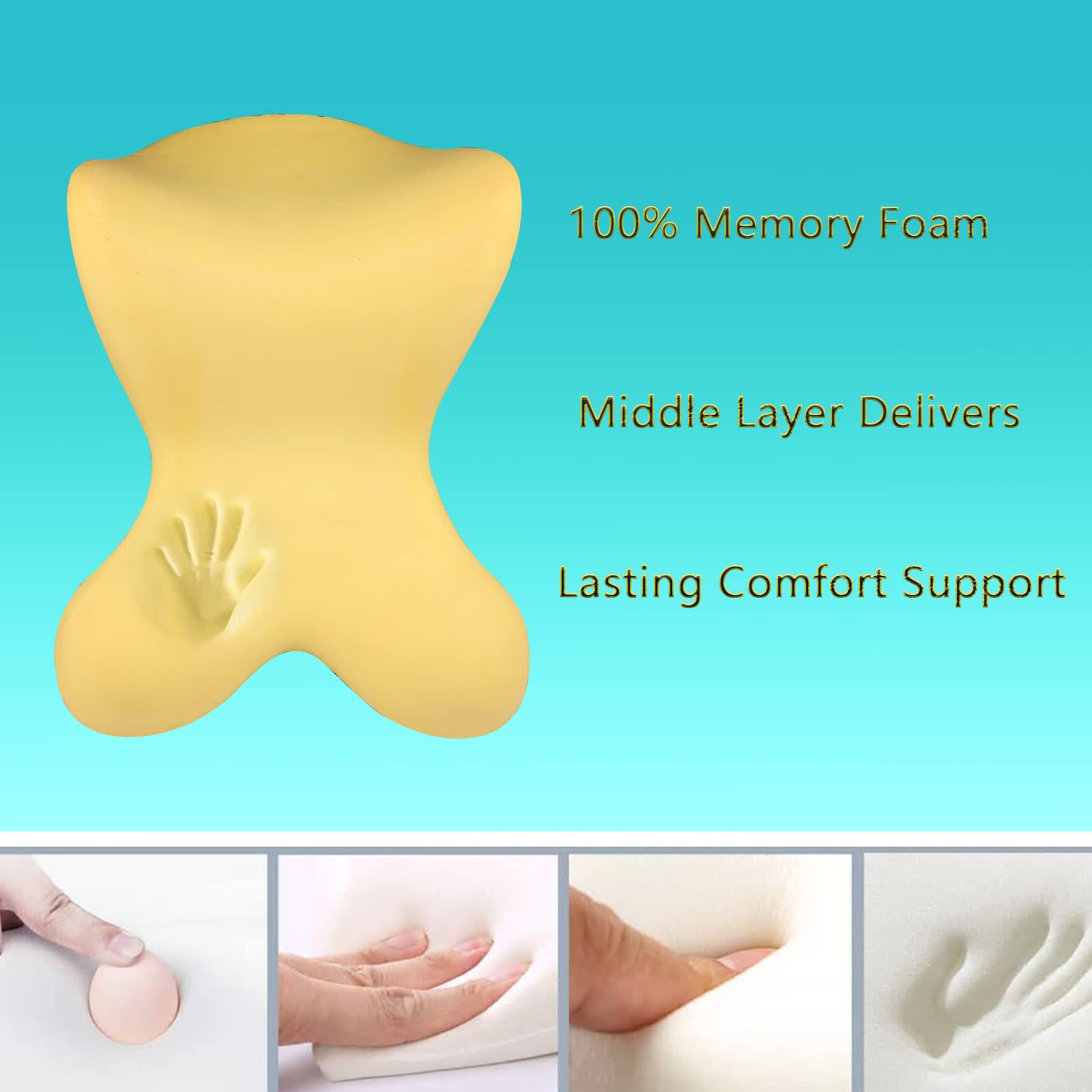Newsty side profile showing contour that cradles neck and shoulders