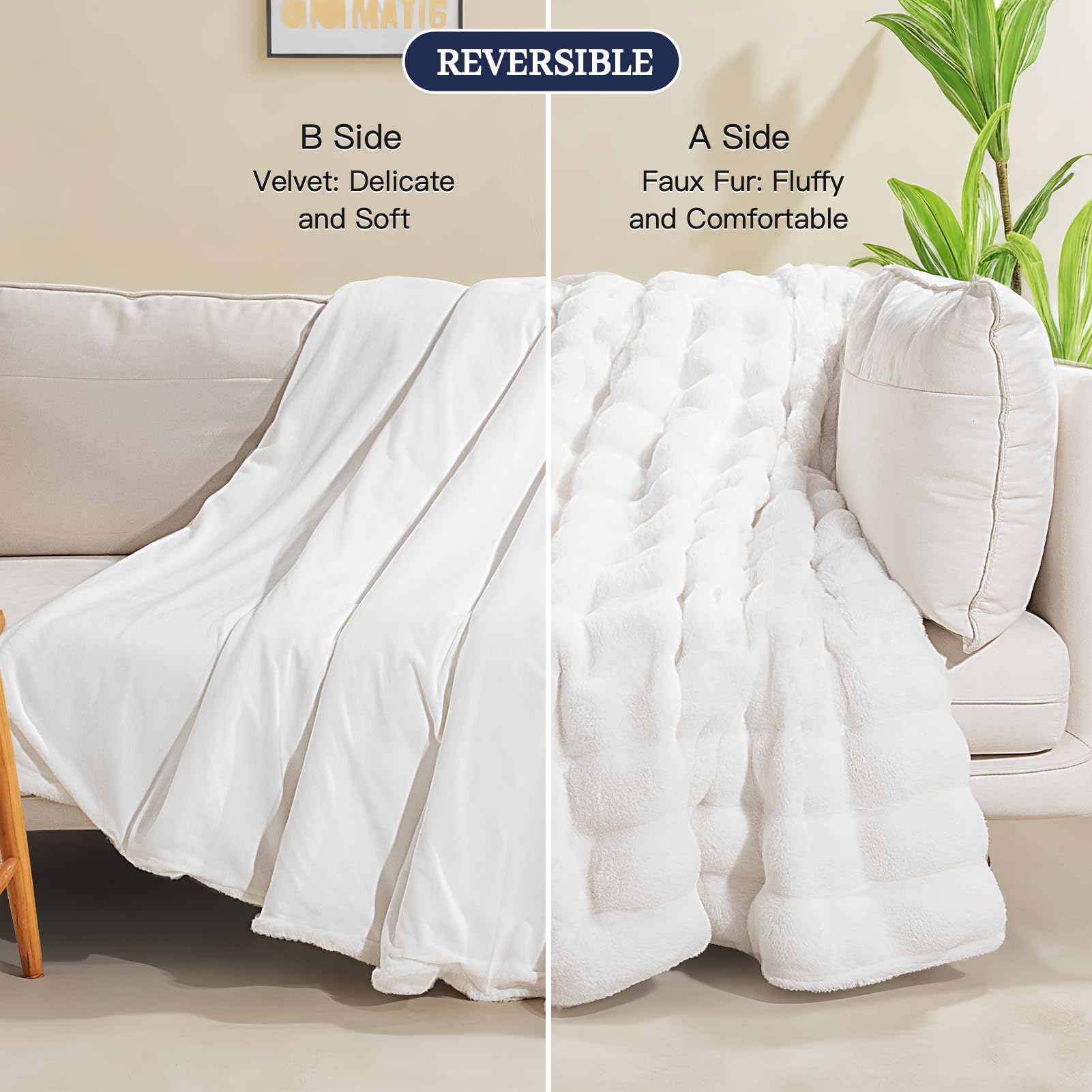 NEXHOME PRO folded on sofa showing neat styling and warmth benefit
