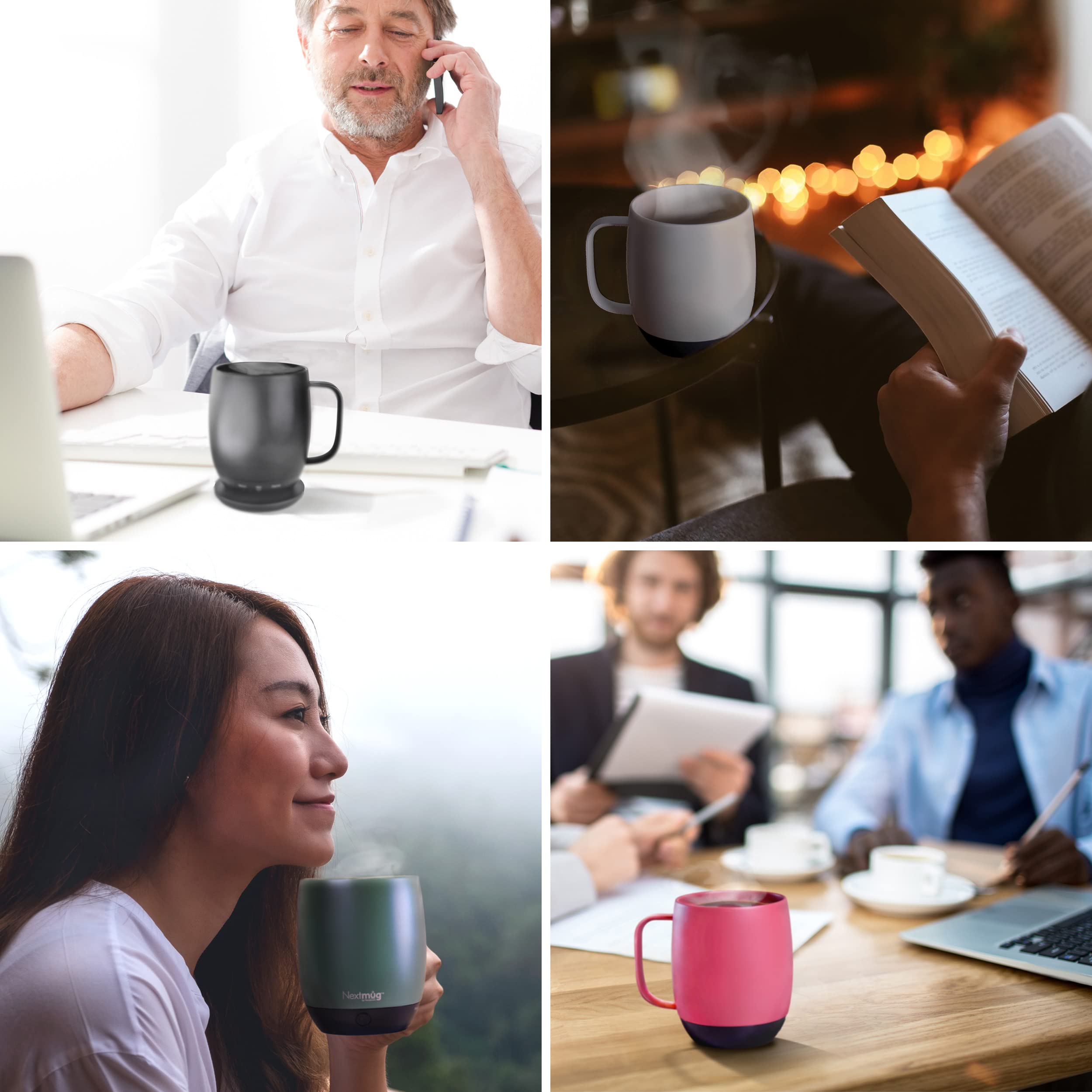Nextmug docking coaster with mug on countertop lifestyle scene for effortless everyday use