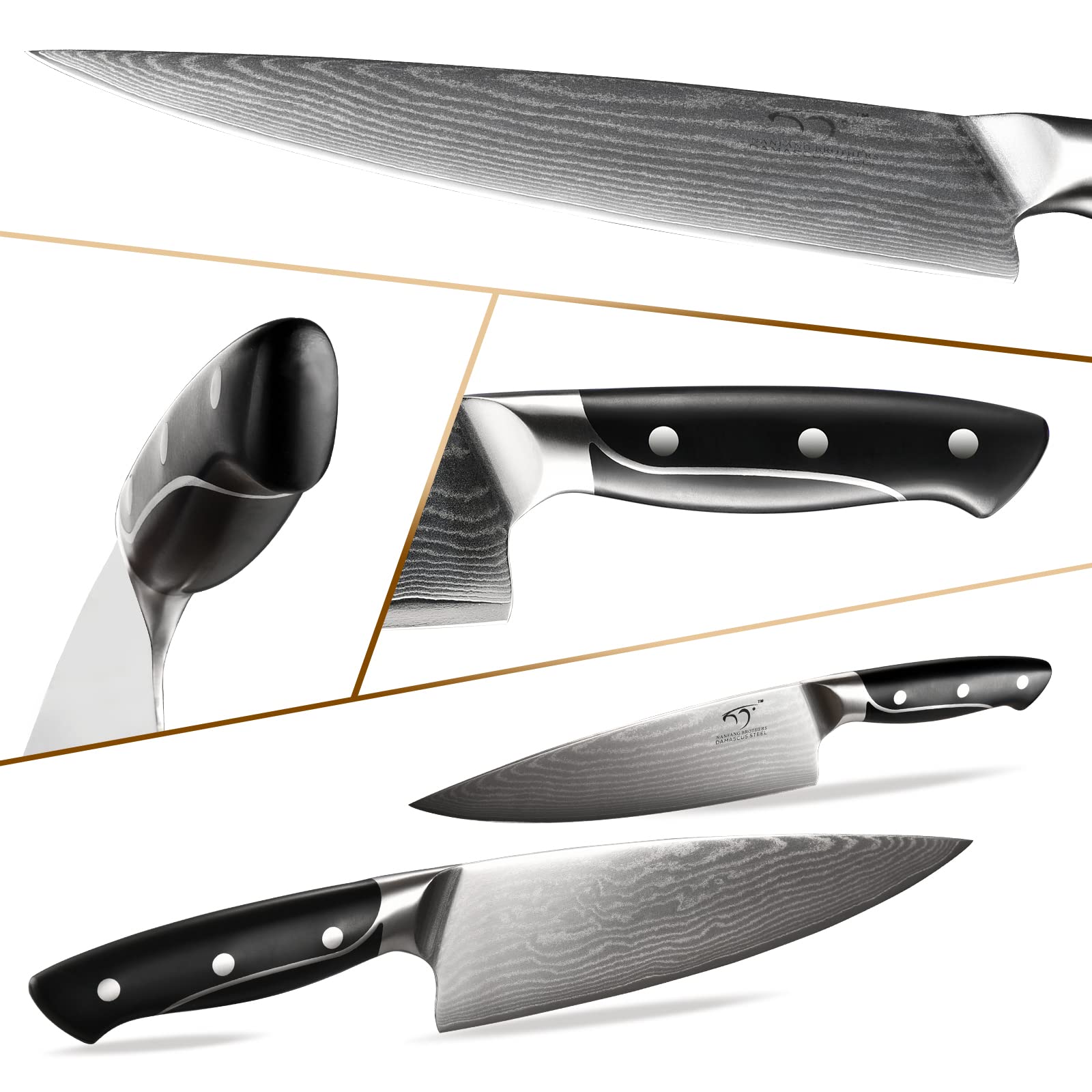 NANFANG BROTHERS ergonomic triple-rivet ABS handle detail for secure comfortable grip