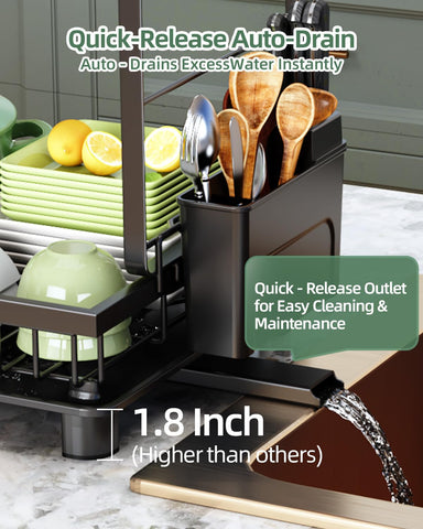 Nfnoyp side profile next to sink demonstrating space-saving two-tier organization