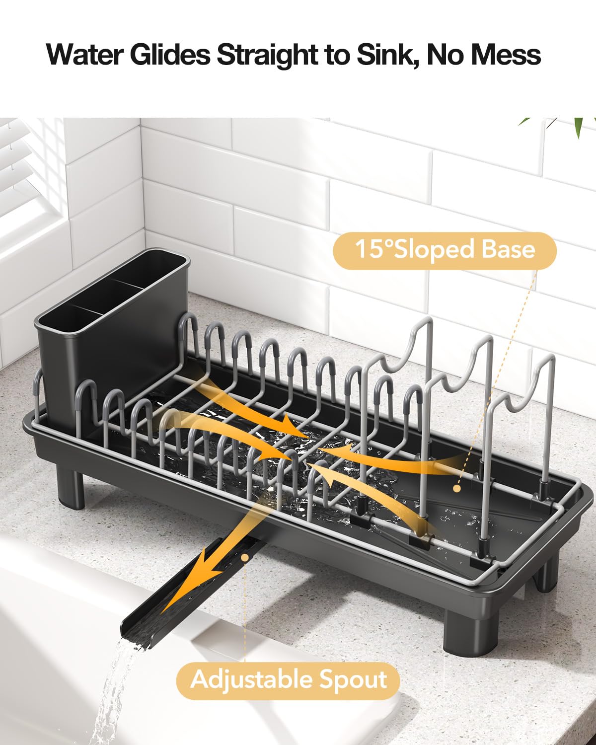 Nfnoyp utensil caddy holding forks and knives for organized drying benefit