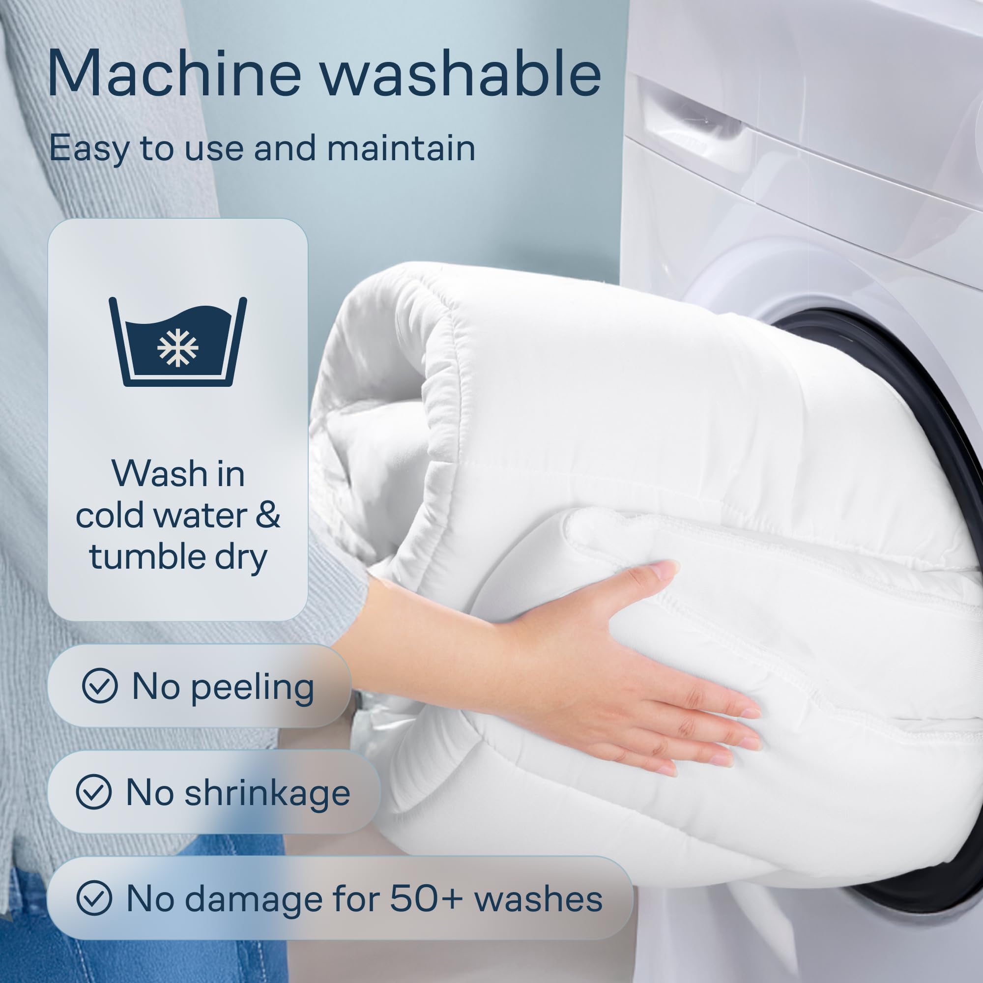Niagara Sleep Solution fabric tag and label close-up, chemical-free materials benefit