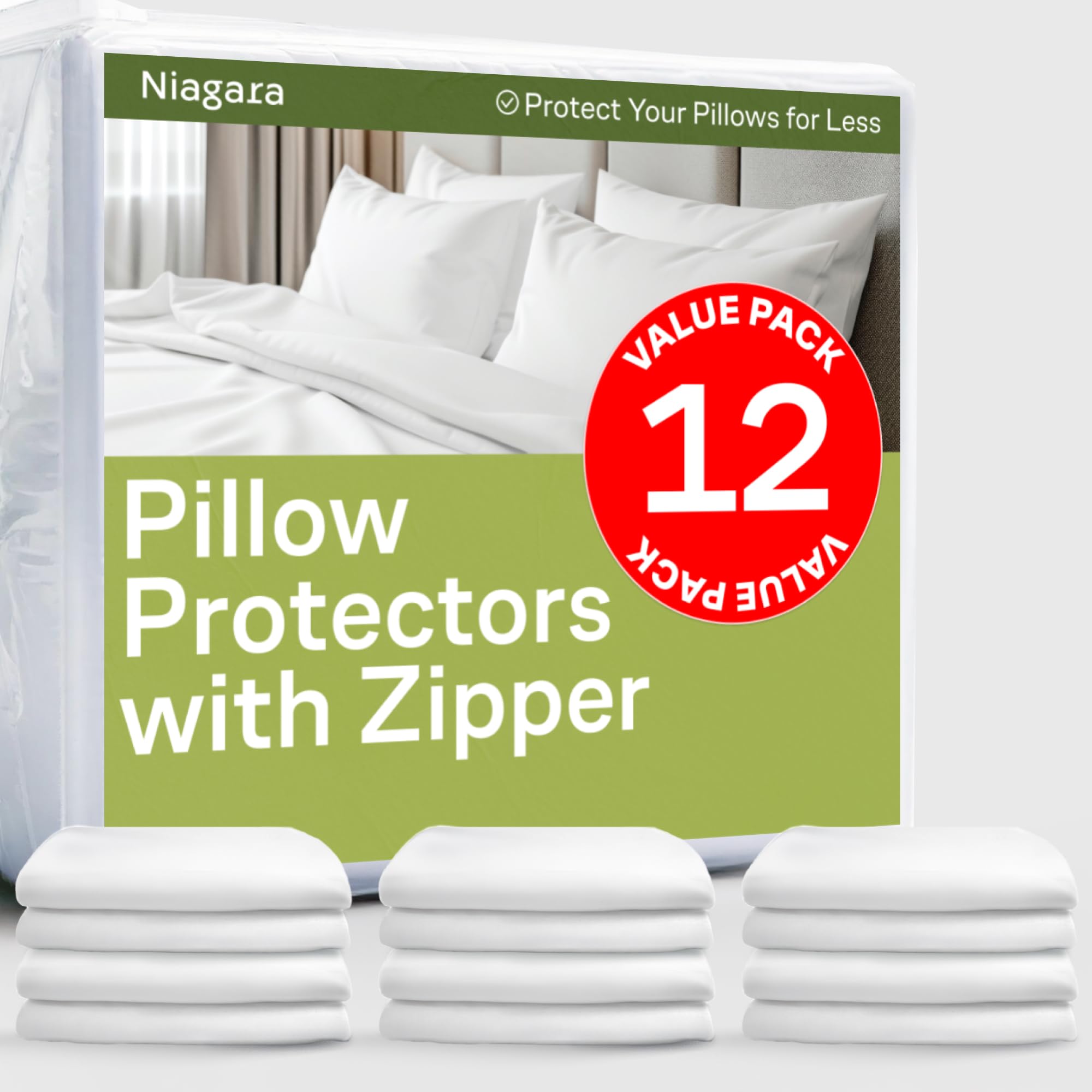Niagara Sleep Solution front packaging showing 12 protectors and value