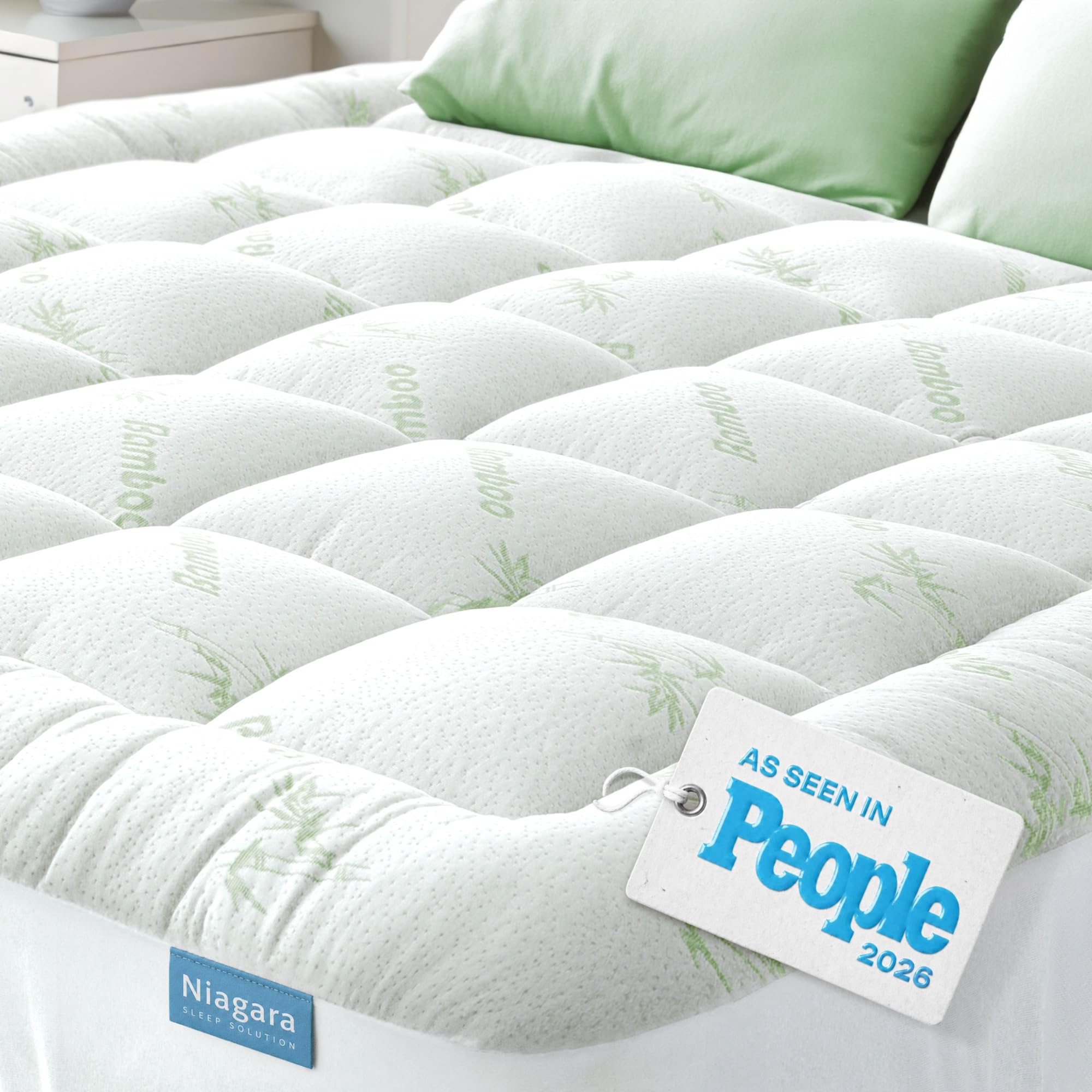 Niagara Sleep Solution front view showing full Cal King topper and plush benefit