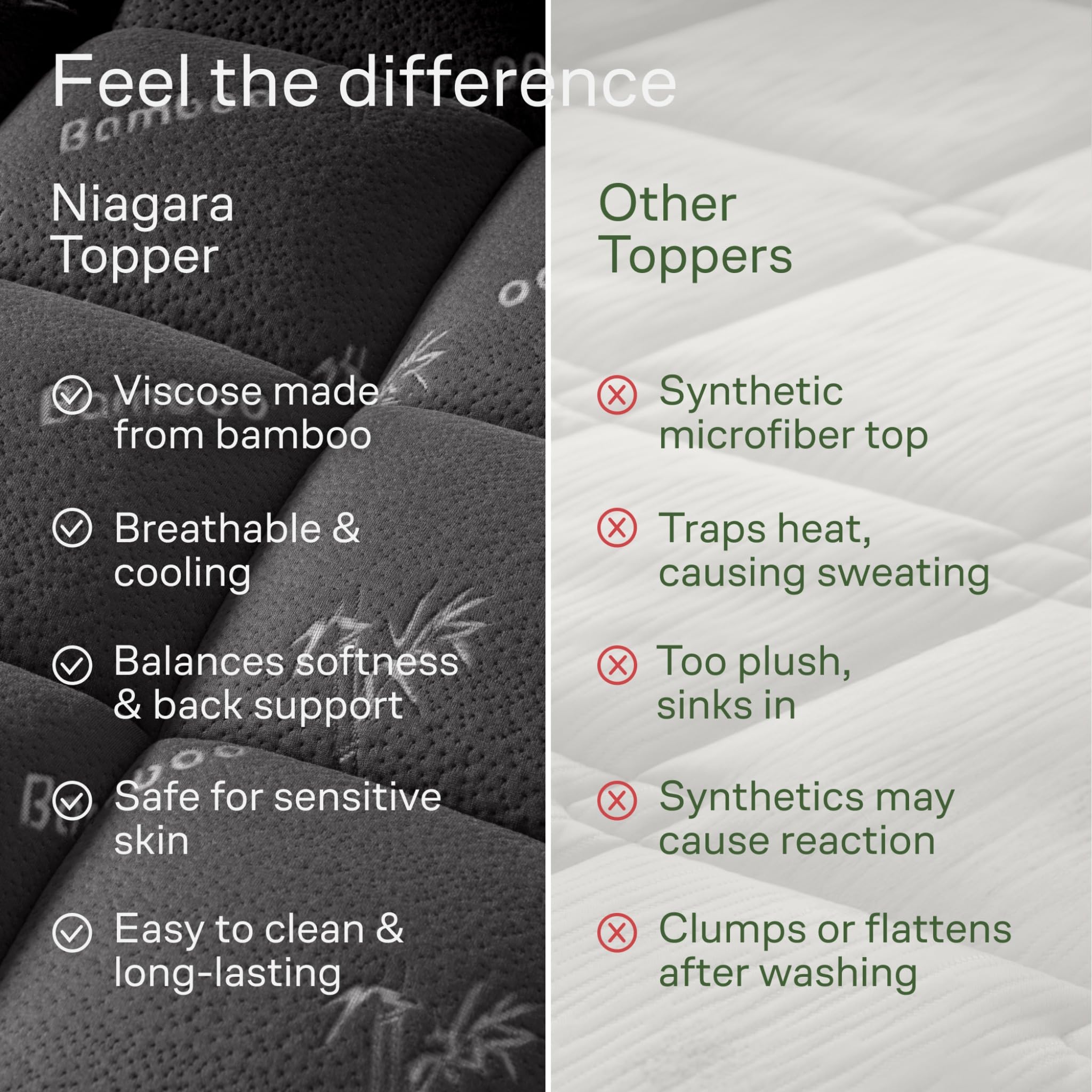 Niagara Sleep Solution care label and washing instructions for easy maintenance