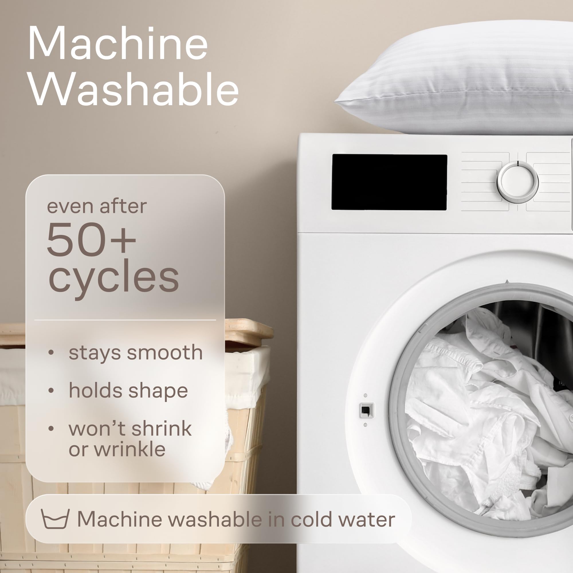Niagara Sleep Solution washable care label showing machine-washable instructions for longevity