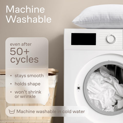 Niagara Sleep Solution washable care label showing machine-washable instructions for longevity
