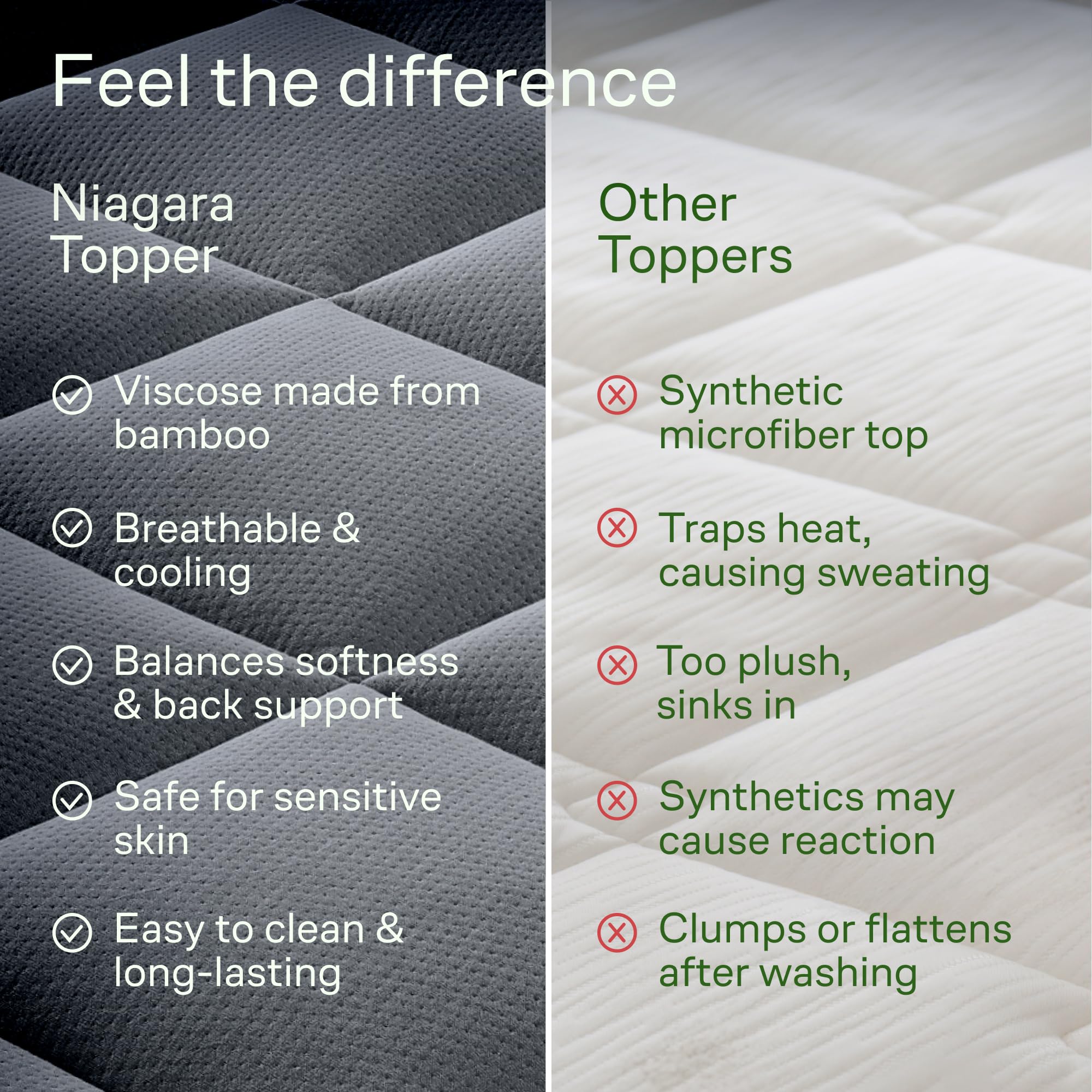 Niagara Sleep Solution lifestyle bedroom showing cooler, softer sleep surface