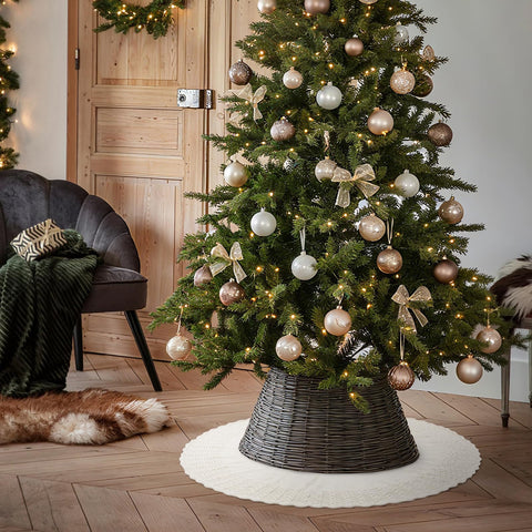 NIBESSER farmhouse living room scene showing how the skirt complements rustic decor