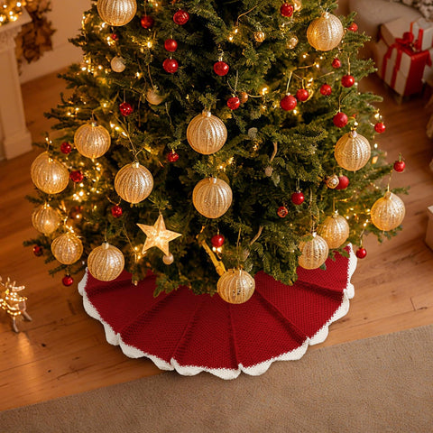 NIBESSER ties and opening shown to secure skirt neatly around the tree trunk