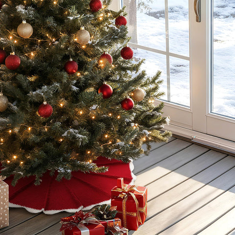 NIBESSER skirt under tree with presents demonstrating generous coverage and tidy display