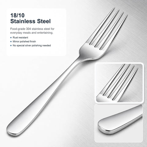 Nice Kitchen close-up of fork mirror polish highlighting smooth edges and easy food release