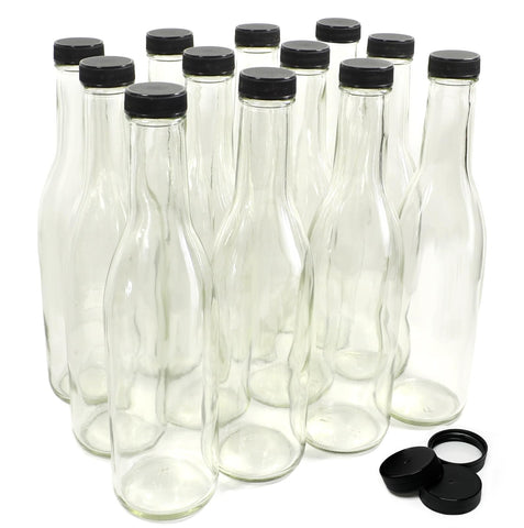 nicebottles front view of clear 12oz bottles showing clean presentation and easy labeling