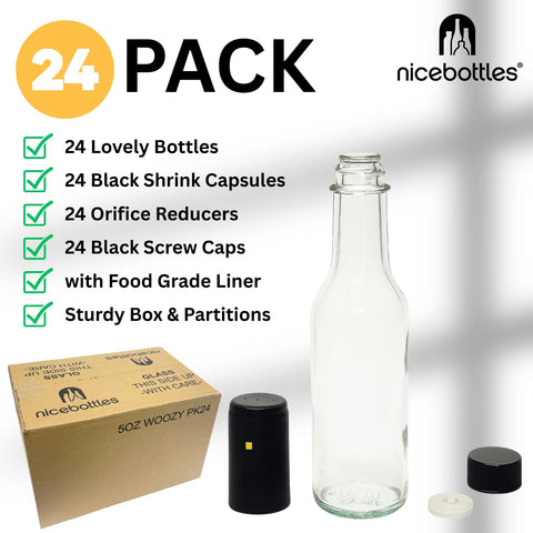 nicebottles close-up of neck with black screw cap and shrink capsule — neat tamper-evidence