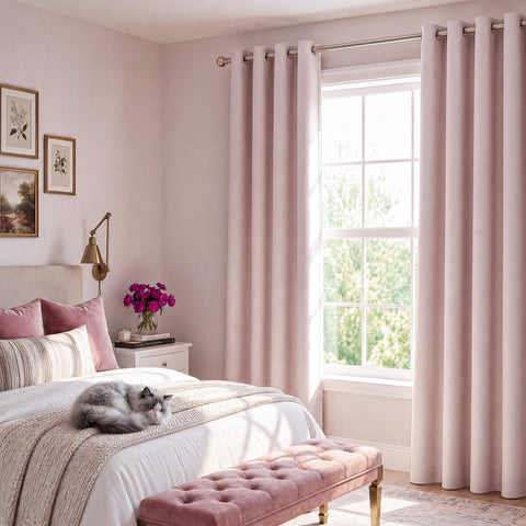 NICETOWN curtains beside window to show scale and coverage for proper sizing