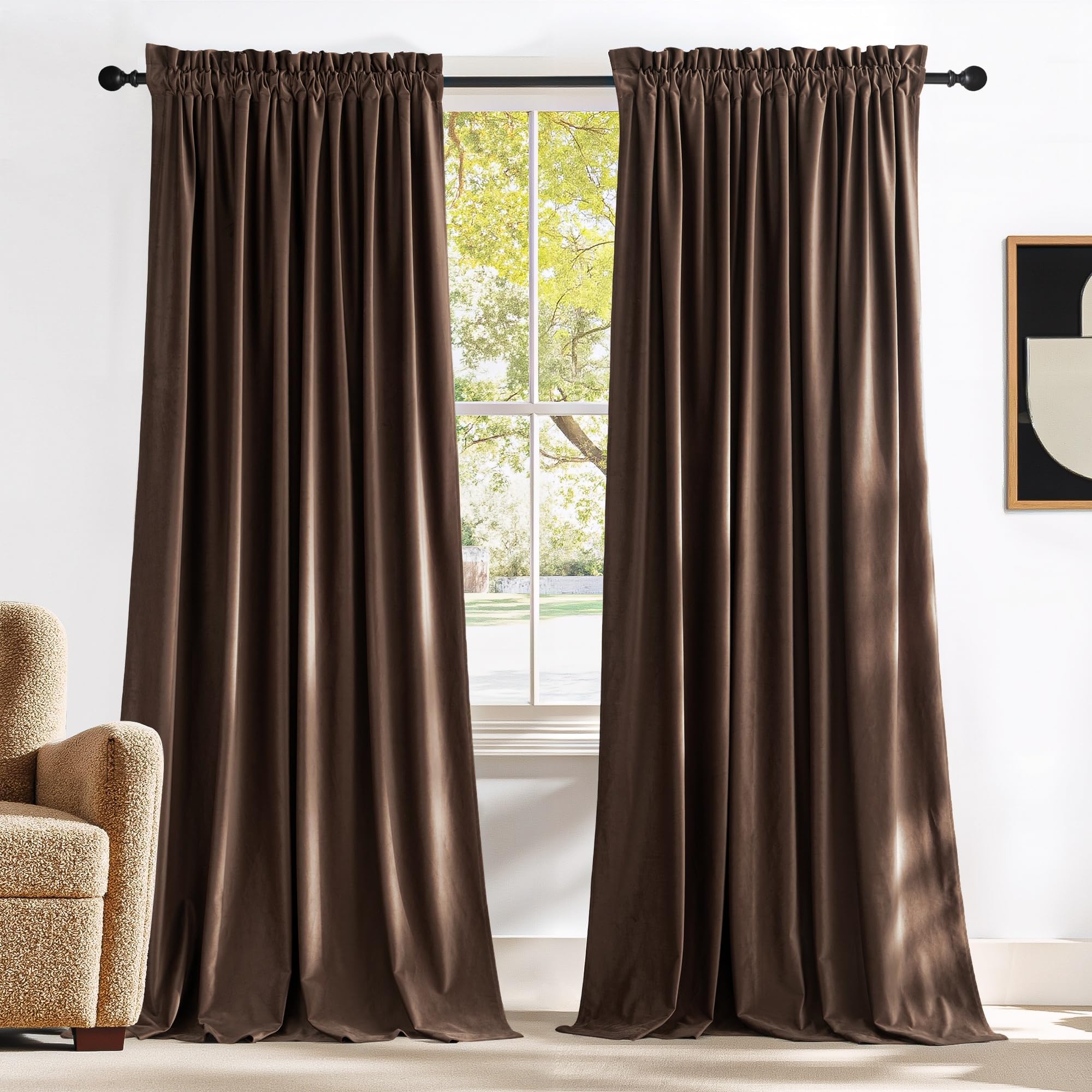 NICETOWN front panel showing full brown velvet and tailored look for warmth