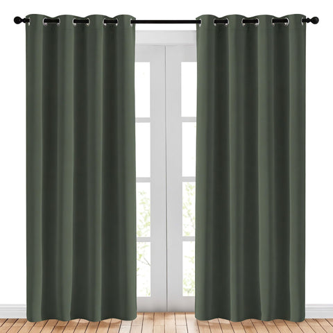 NICETOWN front view showing dark mallard panels and neat drape, enhances privacy