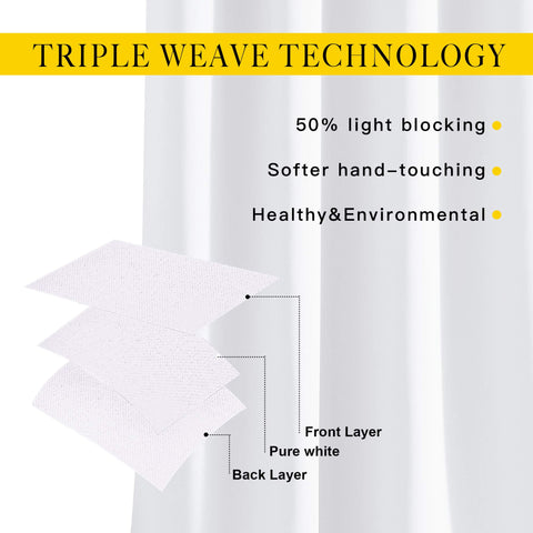 NICETOWN fabric triple-weave detail highlighting pure white yarn for consistent color