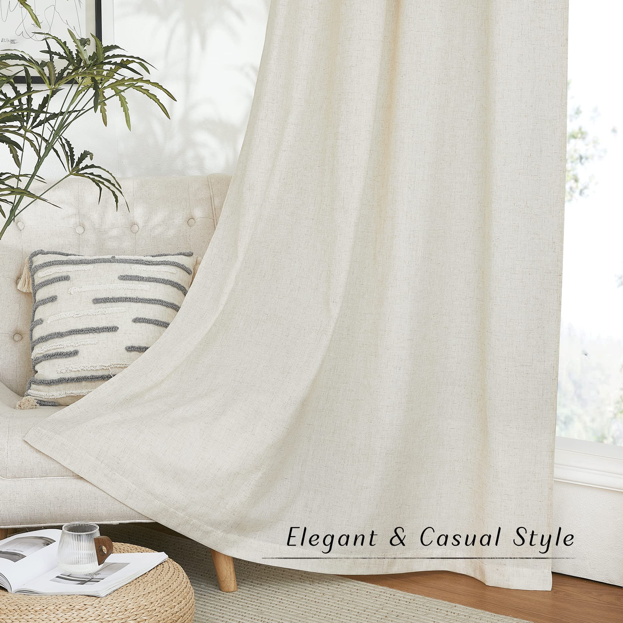 NICETOWN folded fabric detail highlighting natural linen drape