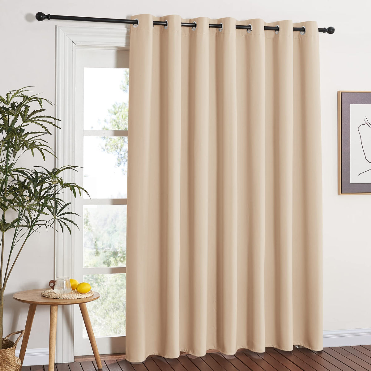 NICETOWN front-facing Biscotti Beige panel showing full coverage and neat hang