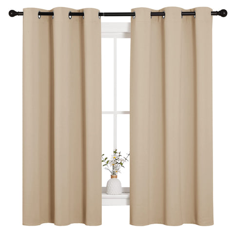 NICETOWN front view of two Biscotti Beige panels showing neat packaging and ready-to-hang convenience