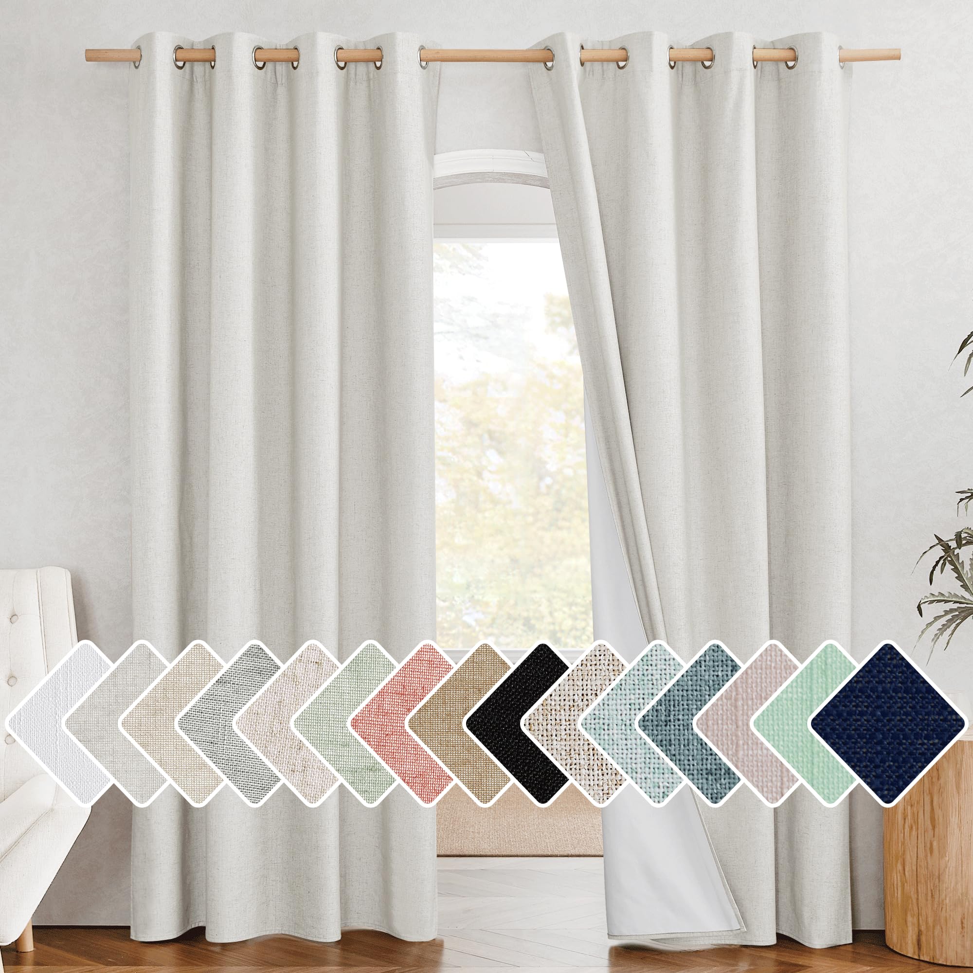 NICETOWN ivory front panels showing full coverage and elegant finish