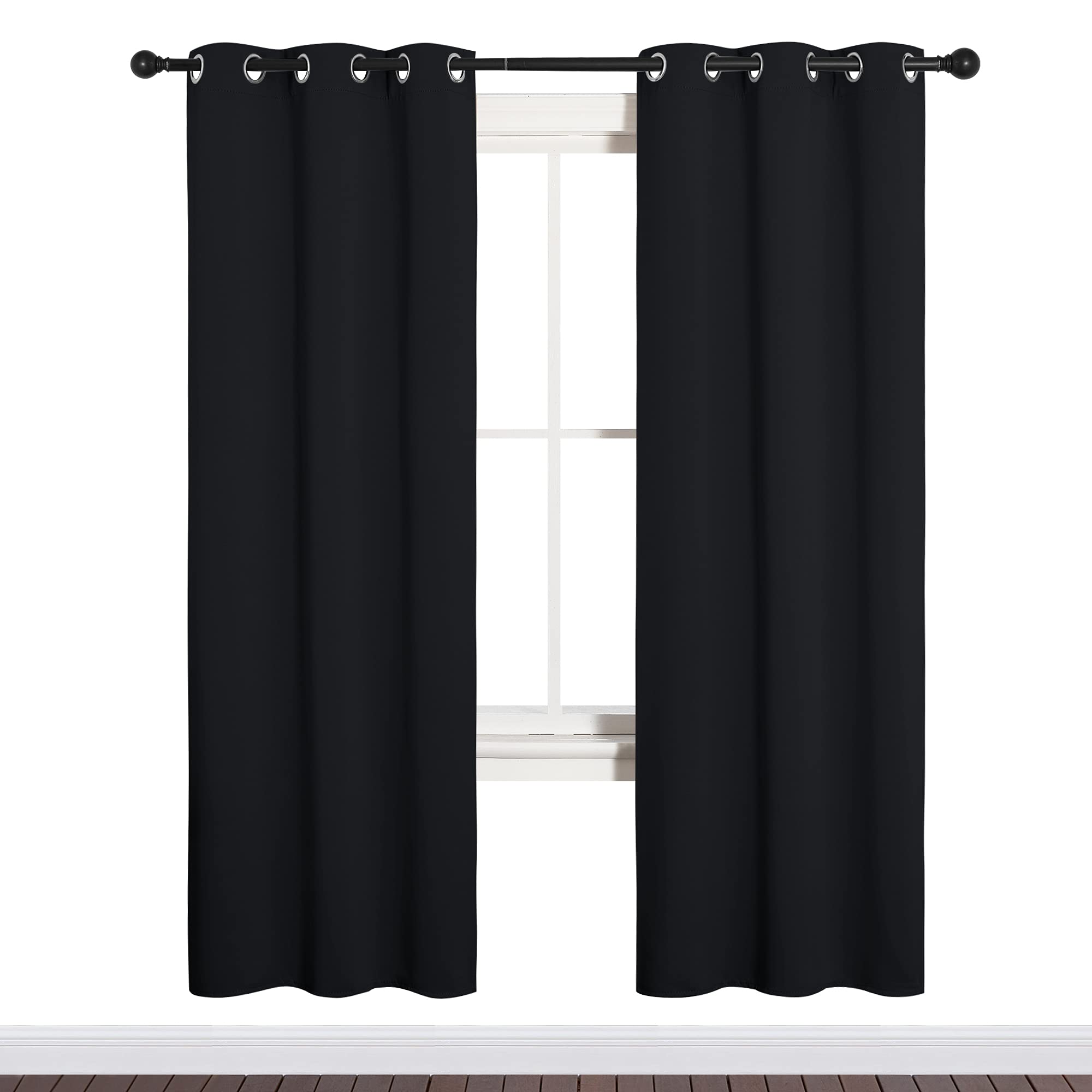 NICETOWN front view blackout curtains showing full-length privacy benefit