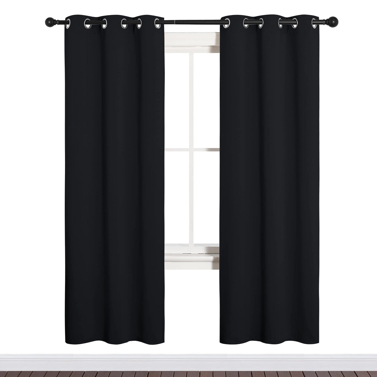 NICETOWN front view blackout curtains showing full-length privacy benefit