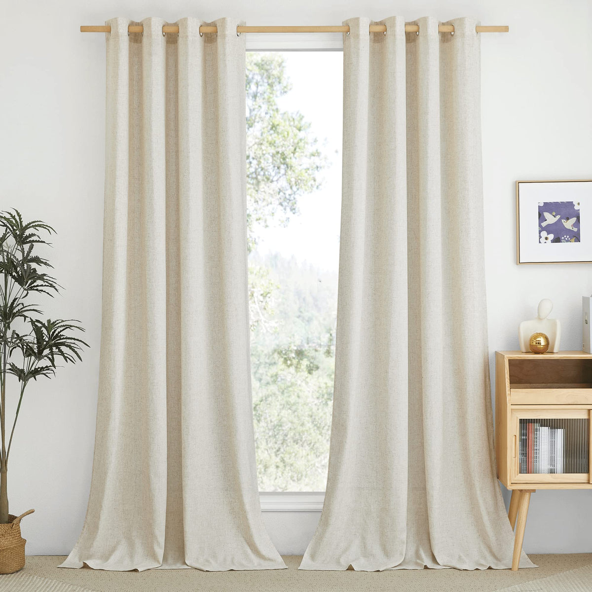 NICETOWN front view of two linen panels showing color and fit