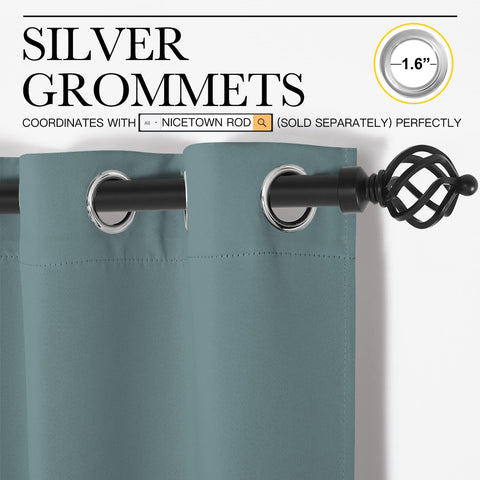 NICETOWN metal grommet top detail that simplifies hanging and creates neat pleats
