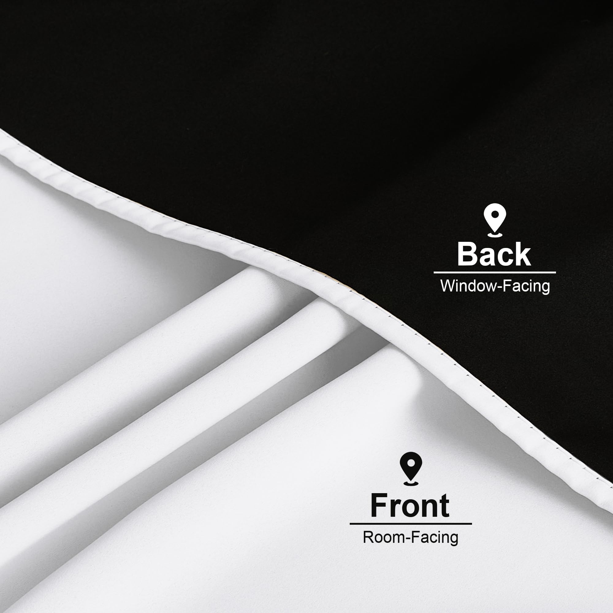 NICETOWN rod pocket and back loops shown for easy hanging and pleat creation