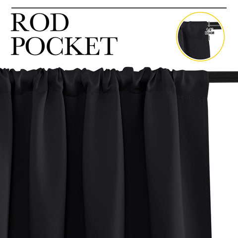 NICETOWN rod-pocket detail showing pocket fit for up to 2-inch rod for easy installation
