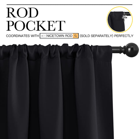 NICETOWN rod pocket detail illustrating easy installation and secure fit
