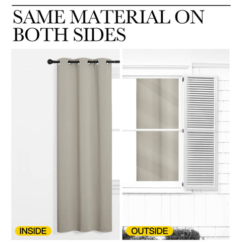 NICETOWN curtains next to measuring tape showing true 42x63 sizing benefit