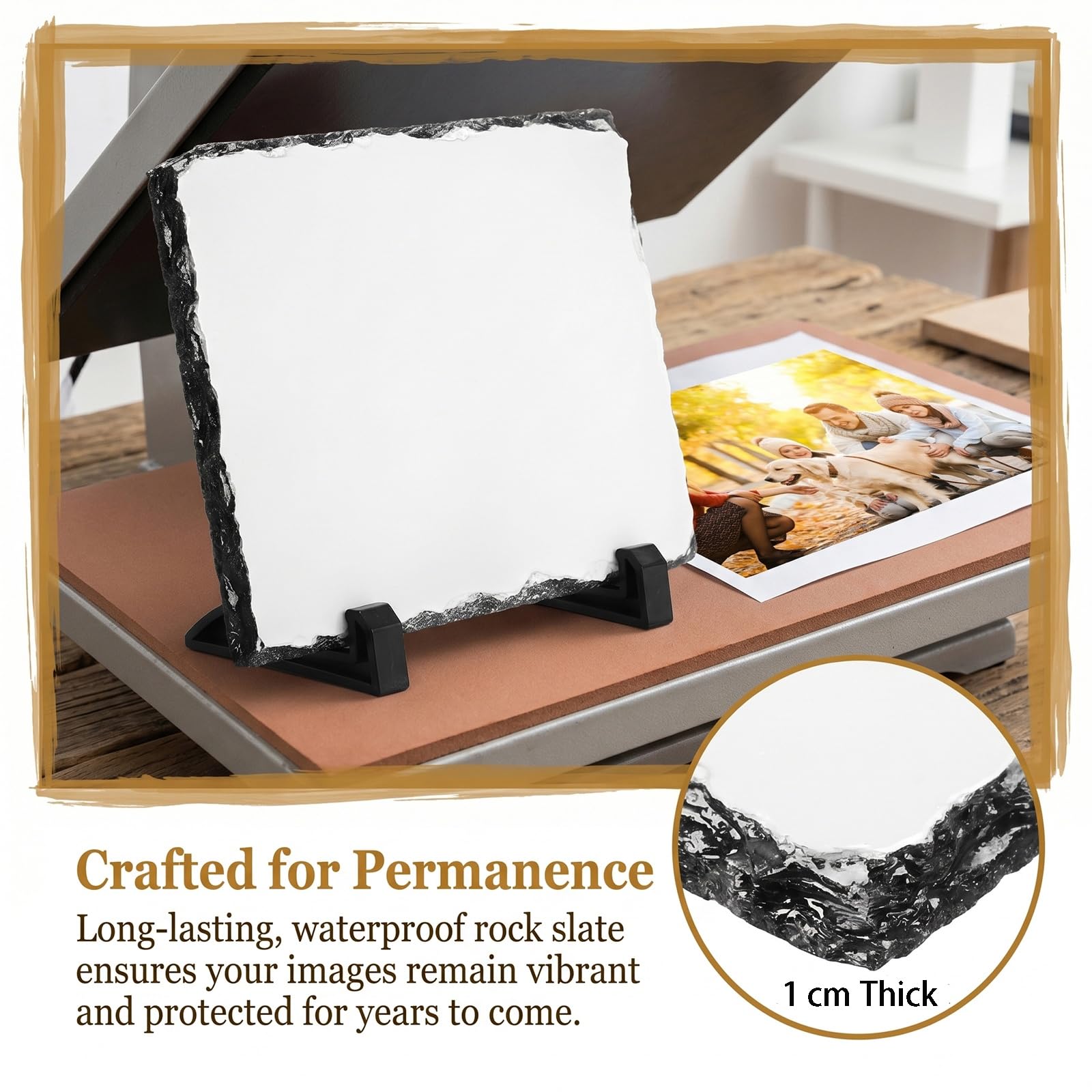 Nicunom personalized photo transferred to slate showcasing vivid colors