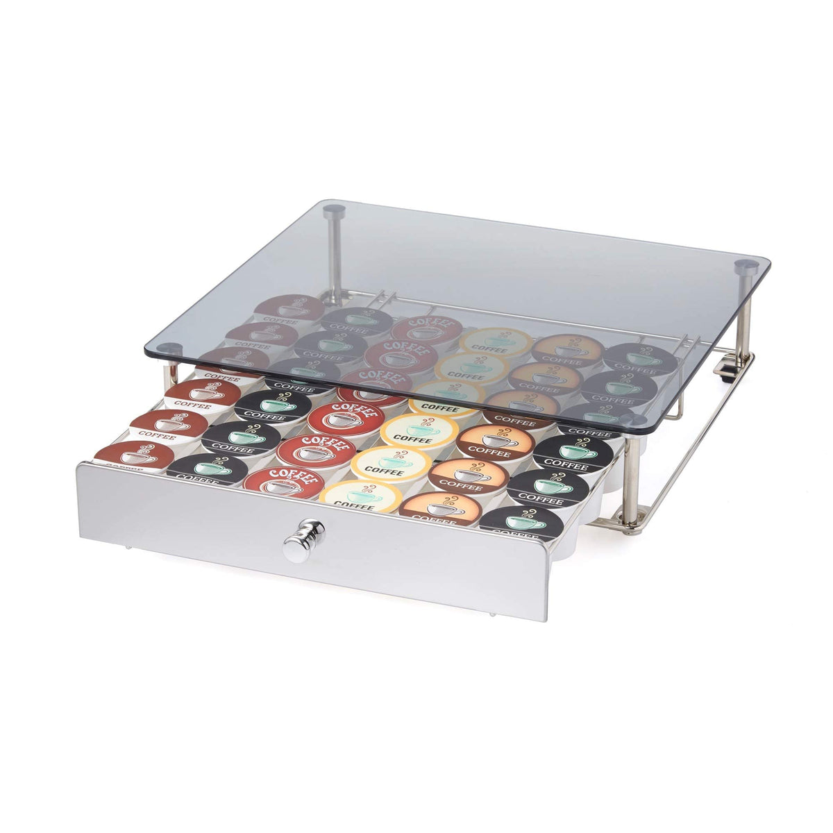 Nifty Solutions glass top front view showing streamlined storage and easy access