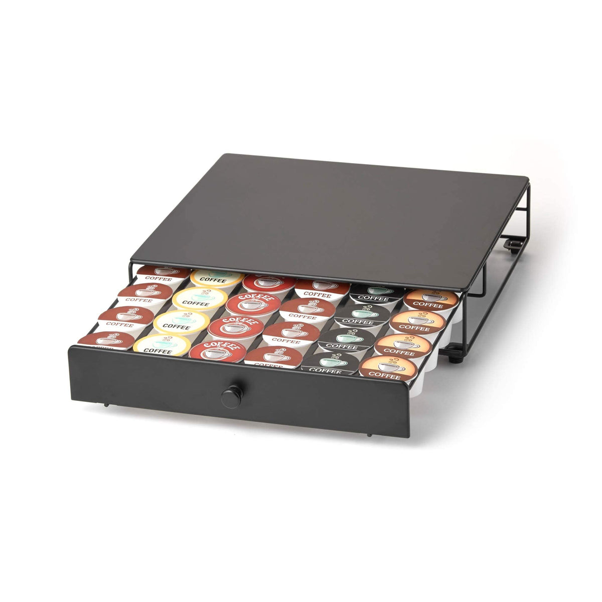Nifty Solutions front view of black pod drawer for neat storage