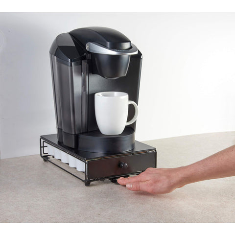 Nifty Solutions lifestyle on kitchen counter showing tidy coffee station benefit