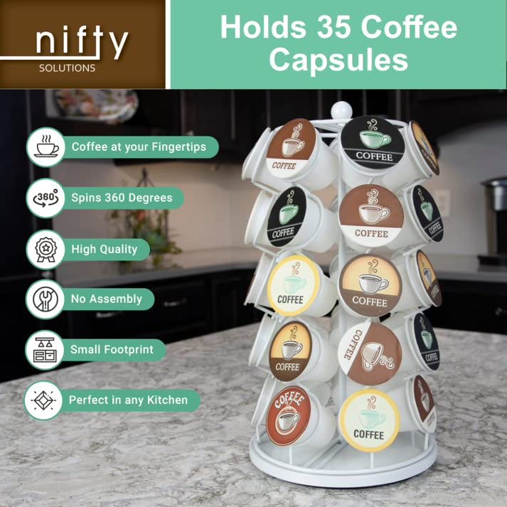 Nifty Solutions hand next to carousel showing scale and space efficiency