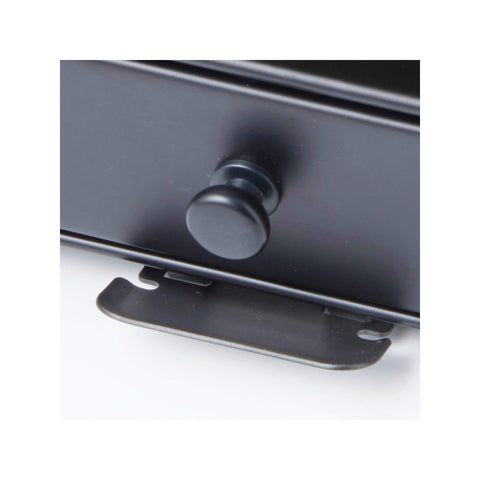 Nifty Solutions top view showing coffee brewer sitting on drawer for space-saving