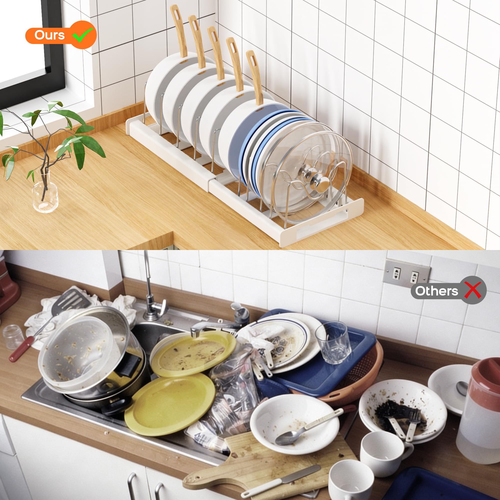 Nigelia extended and collapsed organizers showing adjustable sizing