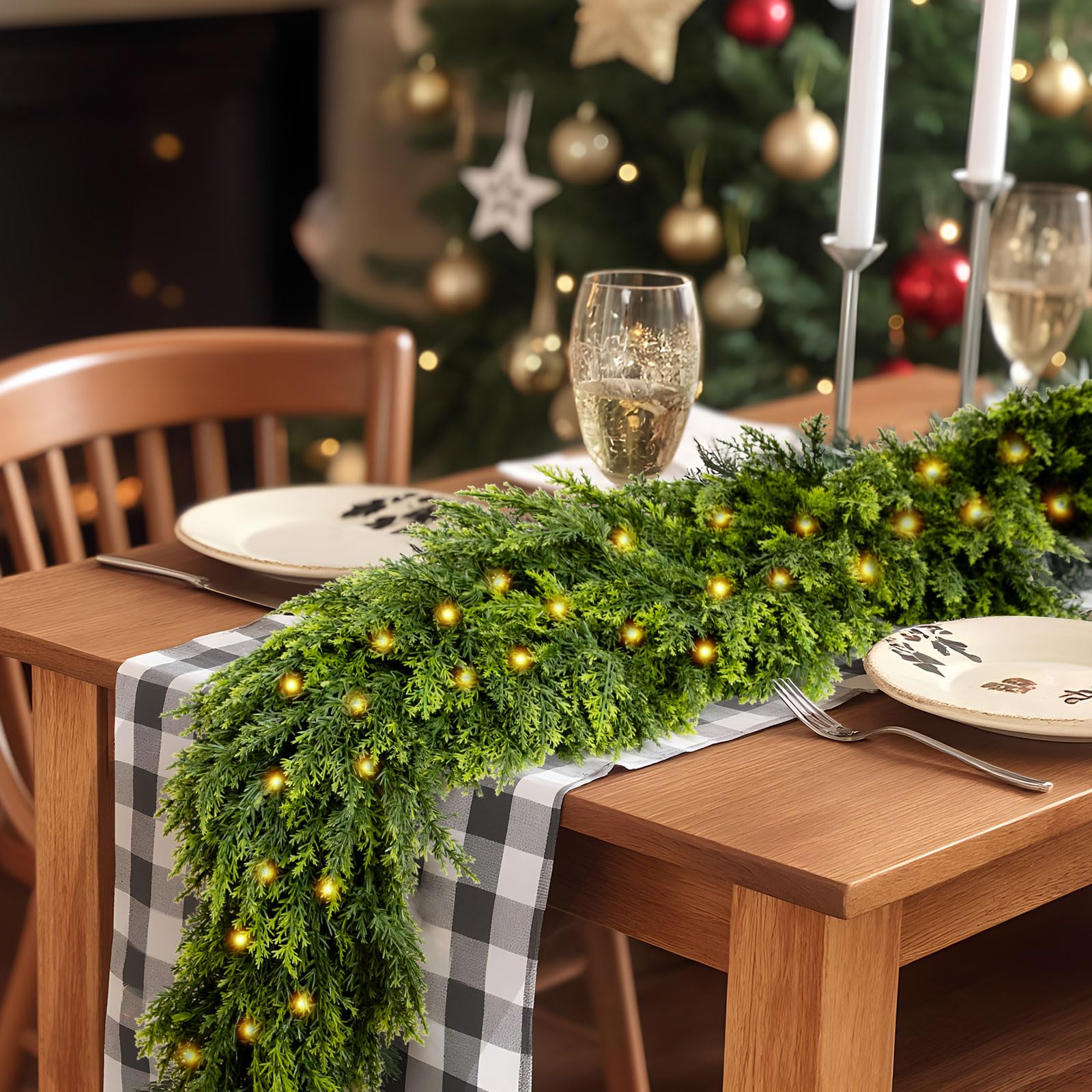 NIGHT-GRING styled on a mantel adding instant festive focal point