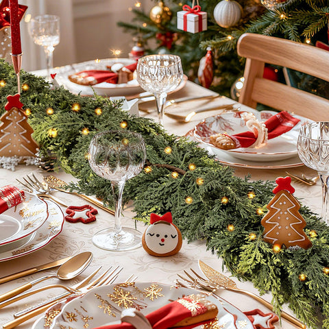 NIGHT-GRING garland styled on a mantel creating cozy holiday ambiance for living rooms